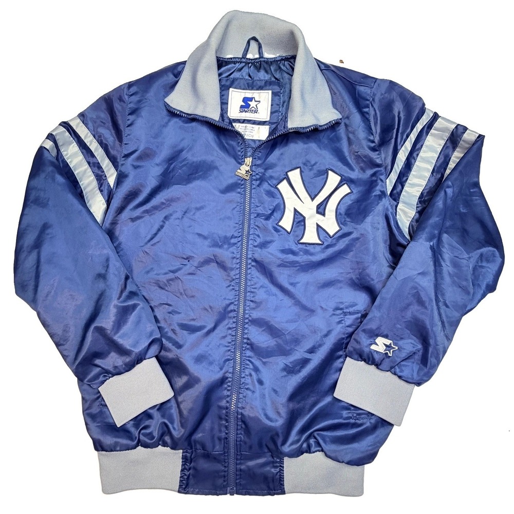 Vintage Starter New York Yankees Satin Jacket Blue Men's Small MLB Distressed